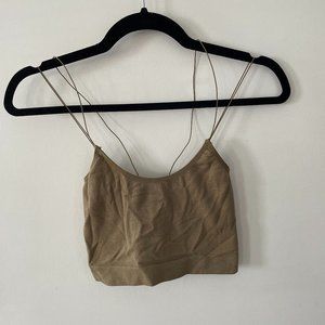 Free People Olive Green Sports Bra/Crop Top thin strap, Size M, gently worn